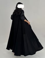 كريب كلوش اسود اكمام تفته هندي