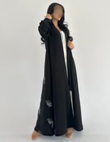 كريب اسود مطرز بدرجات الرمادي من الخلف كلوش