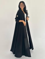 كريب اسود ملكي كلوش عملي بتطريز بني