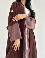 كريب عنابي نص بشت مع لنن مغسول مورد