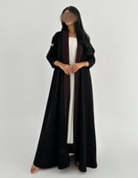 كريب ملكي مع تطريز كلوش اكمام ضيقة