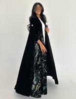 مخمل اسود مع مخمل جاكار حرير قصة كلوش