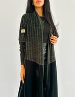 مخمل زيتي ساده مع مخمل شيفون مخطط نص كلوش