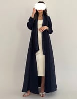 كريب كحلي خفيف مع تفته جاكار بلمعه خفيفة كلوش