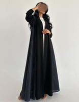 كريب ملكي مع لنن هندي ملون ازرق غامق كلوش