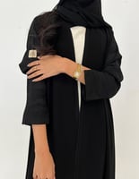 كريب أسود كلوش اكمام مع أكمام جاكار