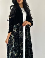 مخمل اسود مع مخمل جاكار حرير قصة كلوش