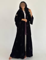 مخمل بنفسجي غامق كلوش اكمام كلوش مطرز منثور