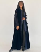 مخمل كحلي مع مخمل شيفون مخطط نص كلوش