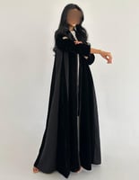 مخمل اسود كلوش مع لنن هندي