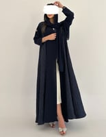 كريب كحلي خفيف مع تفته جاكار بلمعه خفيفة كلوش