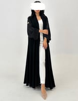 عباية كريب فاحم كلوش مع أكمام واسعه جاكار