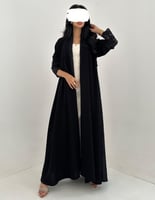 عباية كريب كلوش مع تُل فرنسي