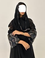 شامواه أسود كلوش مع جوخ مطرز كسرة من الخلف