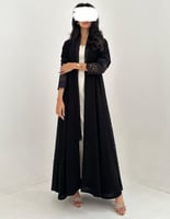 عباية كريب كلوش مع تُل فرنسي