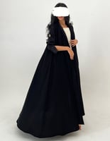 كريب أسود كلوش اكمام مع أكمام جاكار