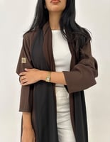 دبل فيس كريب أسود وبني كلوش أكمام ضيقه