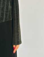 مخمل زيتي ساده مع مخمل شيفون مخطط نص كلوش