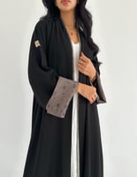 كريب ملكي مع اكمام لنن بني كلوش