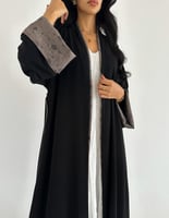 كريب ملكي مع اكمام لنن بني كلوش