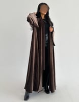 مخمل بني فاتح جاكار كلوش اكمام كلوش