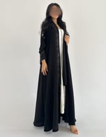 كريب ملكي اسود مطرز بالأسود كلوش