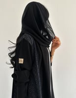 كريب ملكي مع لنن هندي ملون ازرق غامق كلوش