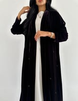 مخمل مدموج بني وتوتي غامق مطرزة من الامام القصة كل...