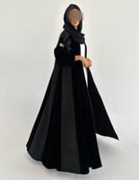 مخمل اسود كلوش مع لنن هندي