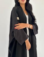 كريب ملكي اسود مع جاكار فاخر ربع بشت اكمام واسعه