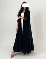 كريب أسود مع لنن مخرم من الخلف