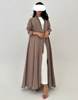 عباية لنن طبيعي مكرمش خفيف كلوش