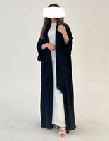 عباية كريب ملكي كلوش مع فتحة في الكم