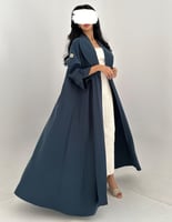 عباية كريب تركواز كلوش مع ياقه