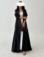 عباية كريب ناعم والأكمام ضيقه زيتي غامق