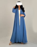 كريب مكرمش كلوش ياقة طويلة عملي