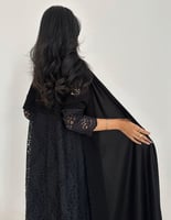 عباية كريب كلوش مع تُل فرنسي