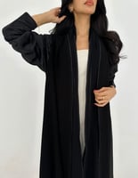 كريب كلوش اسود اكمام تفته هندي