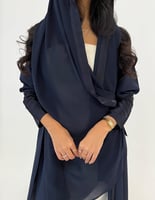 كريب ناعم كحلي مع اطراف جاكار كلوش