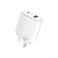 -- باوا شاحن سفر صلب مزدوج PD & QC مع كابل تايب +...