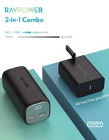 بطارية راف باور بسعة 10000 ملي امبير بقوة 30 واط ب...