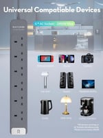 توصيلة راف باور 6 منافذ بقوة 3150 واط - رمادي