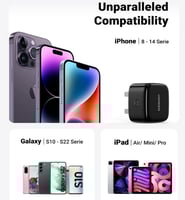 / شاحن جداري يوجرين بمنفذ PD شحن سريع بقوة 20 واط...