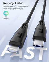 - سلك راف باور USB-C إلى لايتنينق بطول 30 سم - ورد...