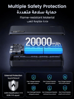 شاحن متنقل يوجرين بمنفذ USB-C ومنفذين USB بقوة 22....