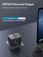 فيش سفر راف باور متعدد المداخل بقوة 65 واط بثلاث م...