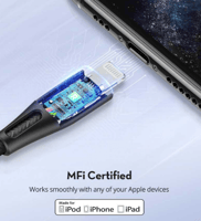 سلك راف باور USB-C إلى لايتنينق بطول 30 سم - رمادي