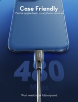 راف باور كيبل لايتننق 2 متر نايلون - رمادي