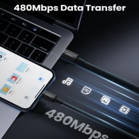 / سلك شاحن يوجرين USB-C إلى آيفون بطول 1 م - أسود