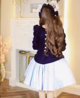 فستان مخمل كحلي وسماوي